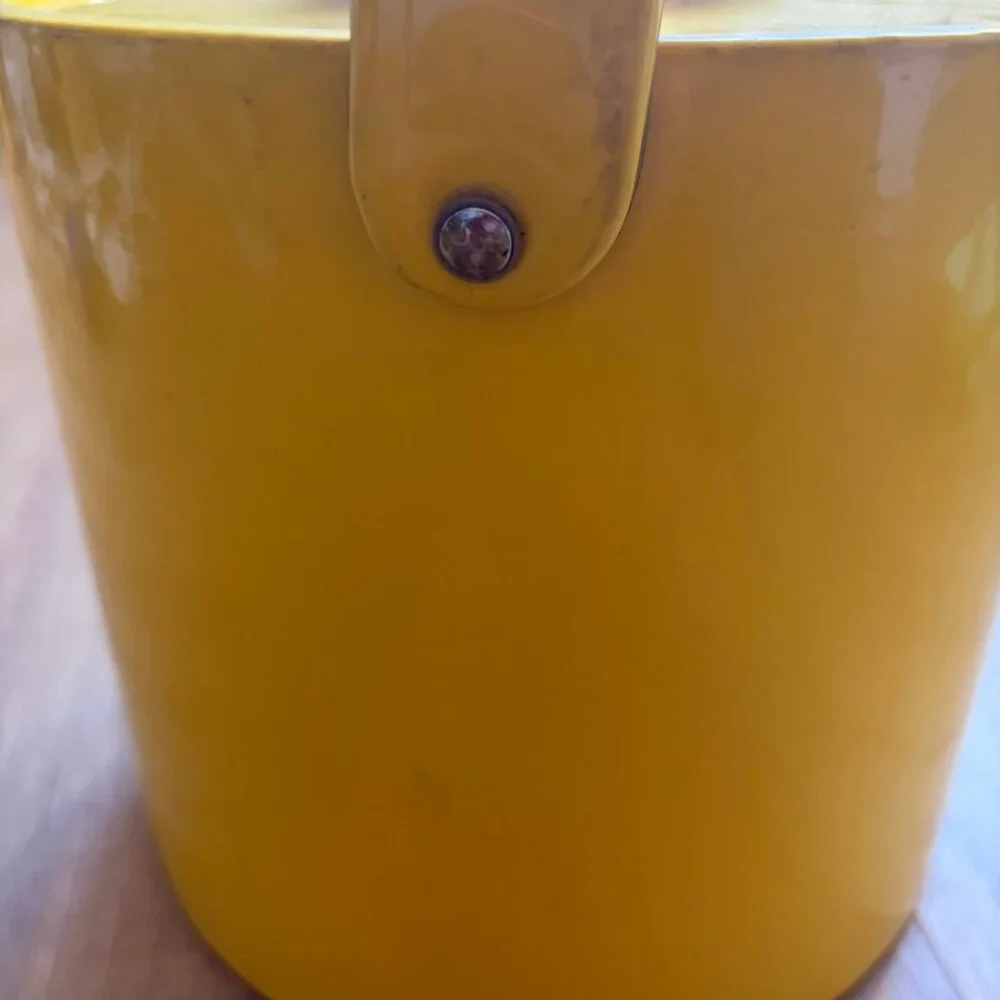 Vintage Ice Bucket Yellow Mid Century Modern Vinyl and Plastic